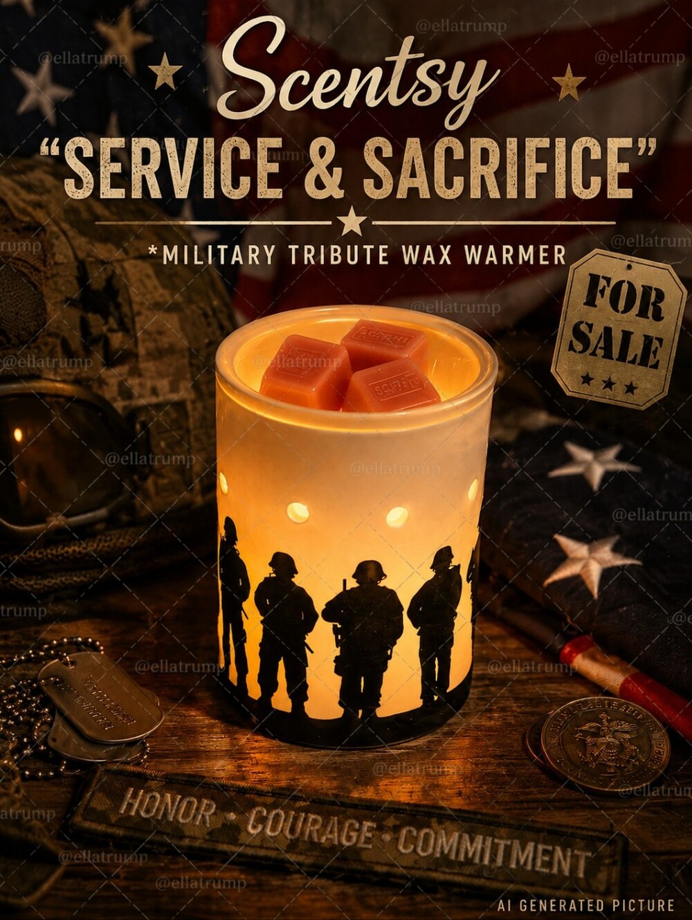 Scentsy Service & Sacrifice Wax Warmer designed as a tribute to the military